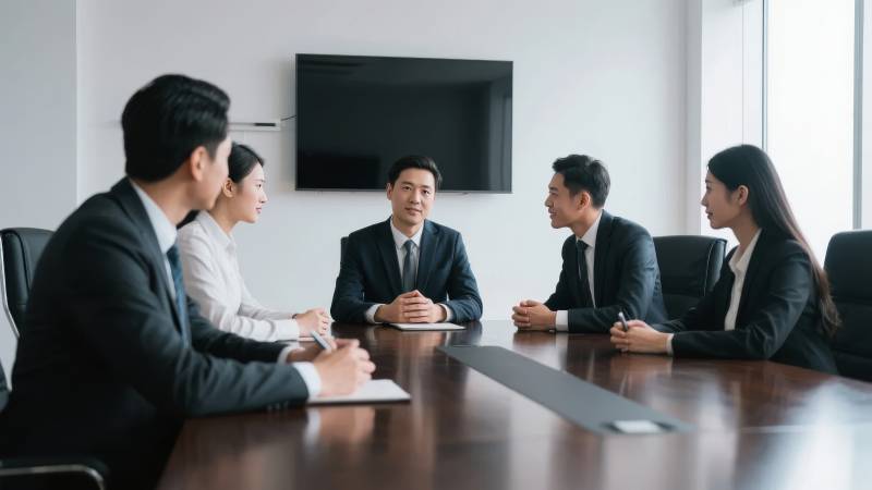 商务会议讨论中图片