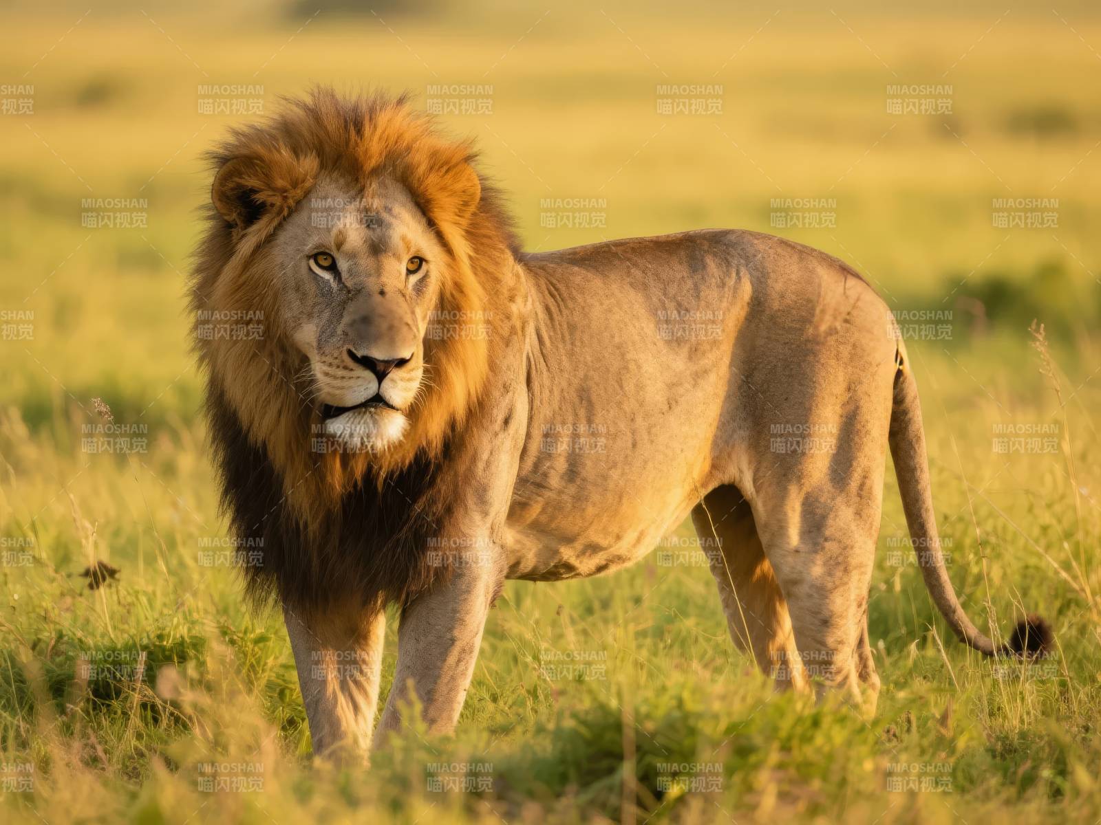 草原雄狮傲立图片