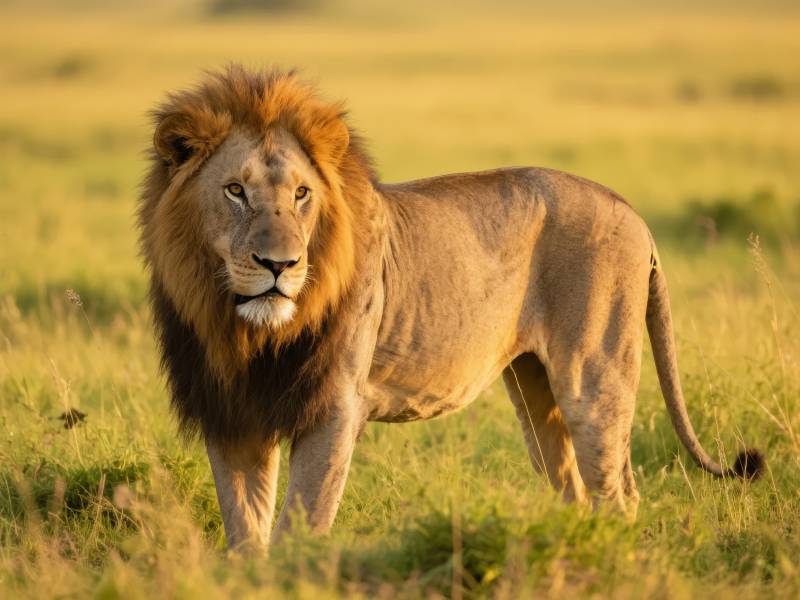 草原雄狮傲立图片
