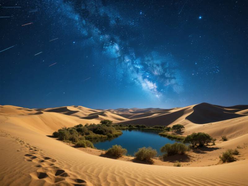 沙漠星河夜景图片