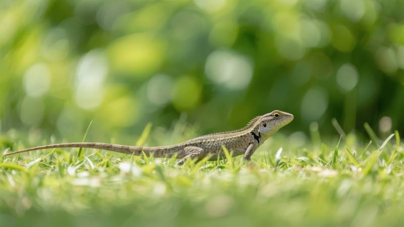 草地上爬行的蜥蜴图片