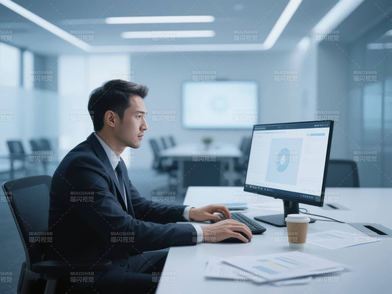 商务精英专注办公图片