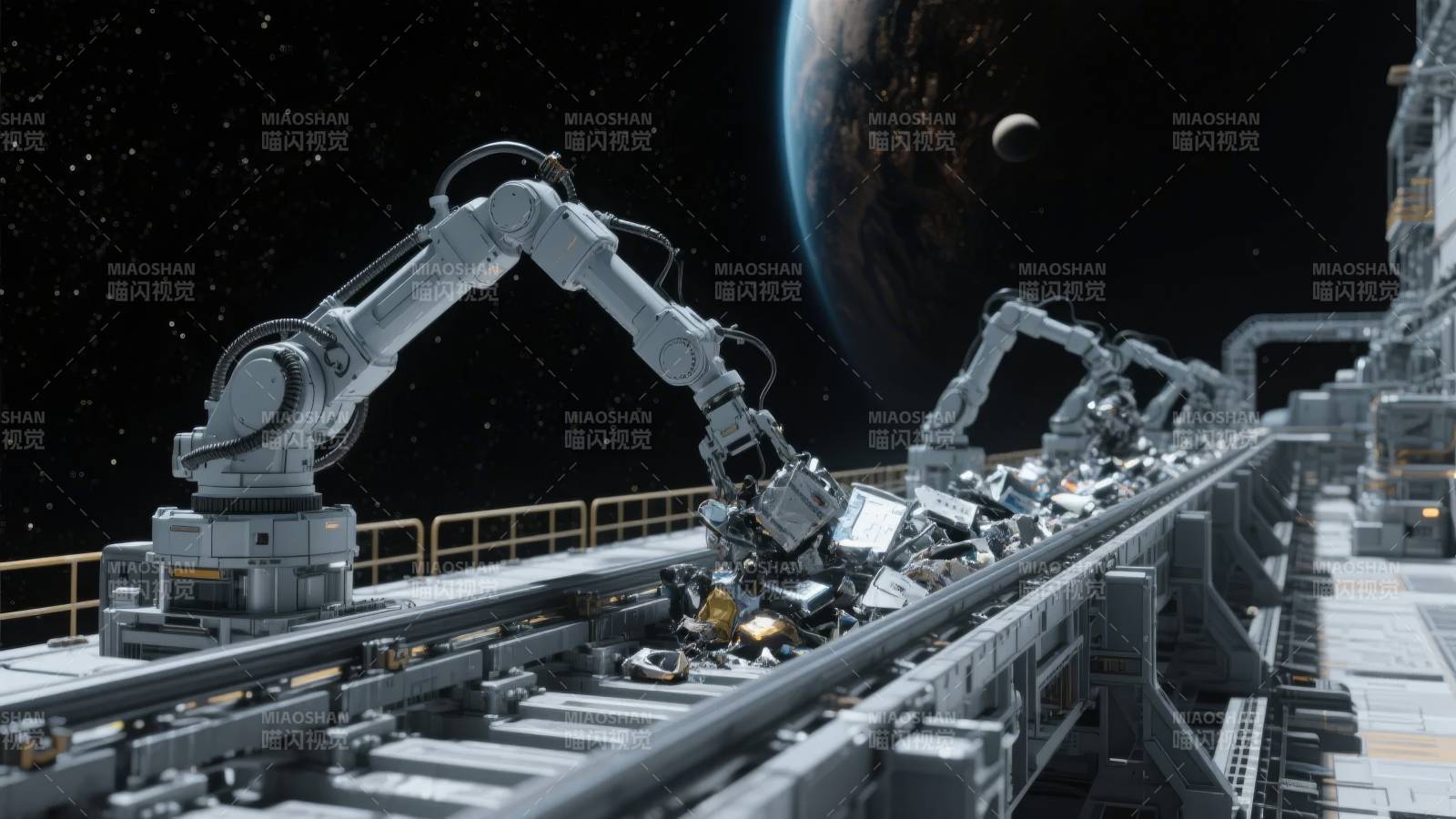 太空机械臂作业图片