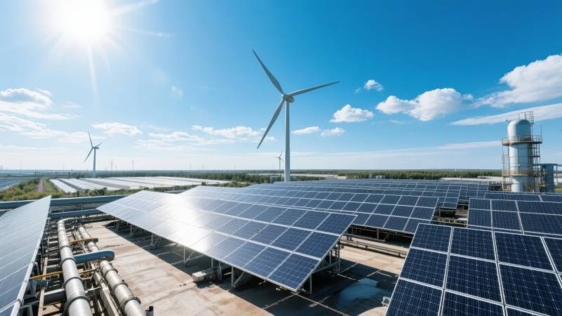 太阳能与风能并存图片