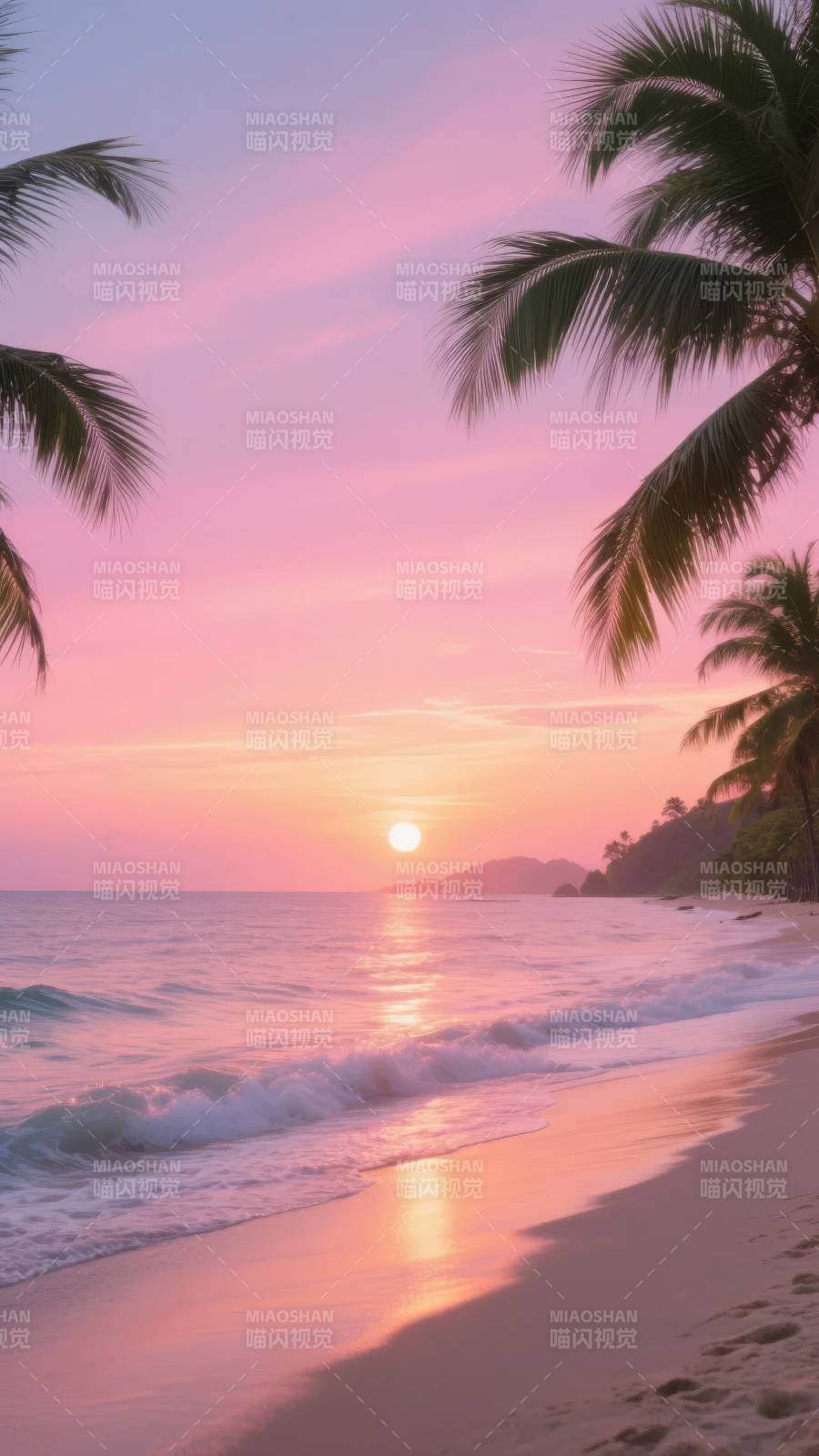 热带海滩日落美景图片
