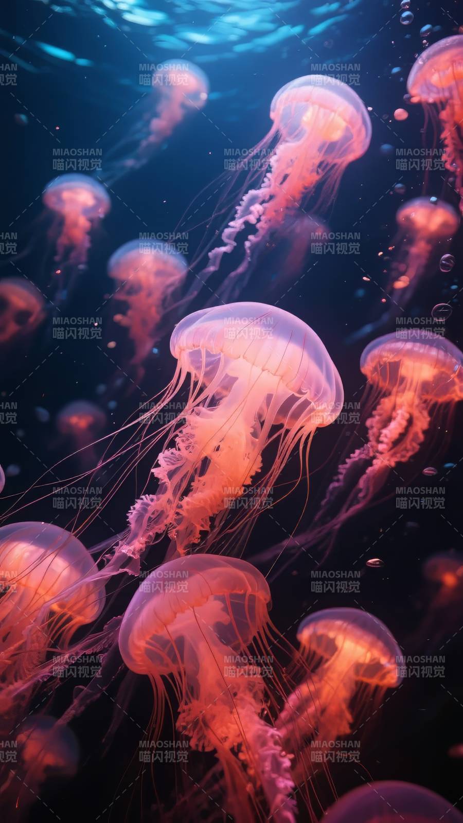 梦幻水母群游图片