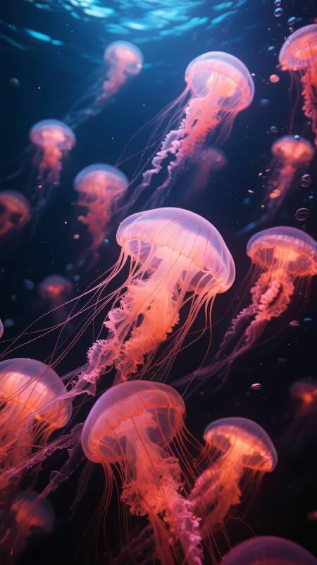 梦幻水母群游图片