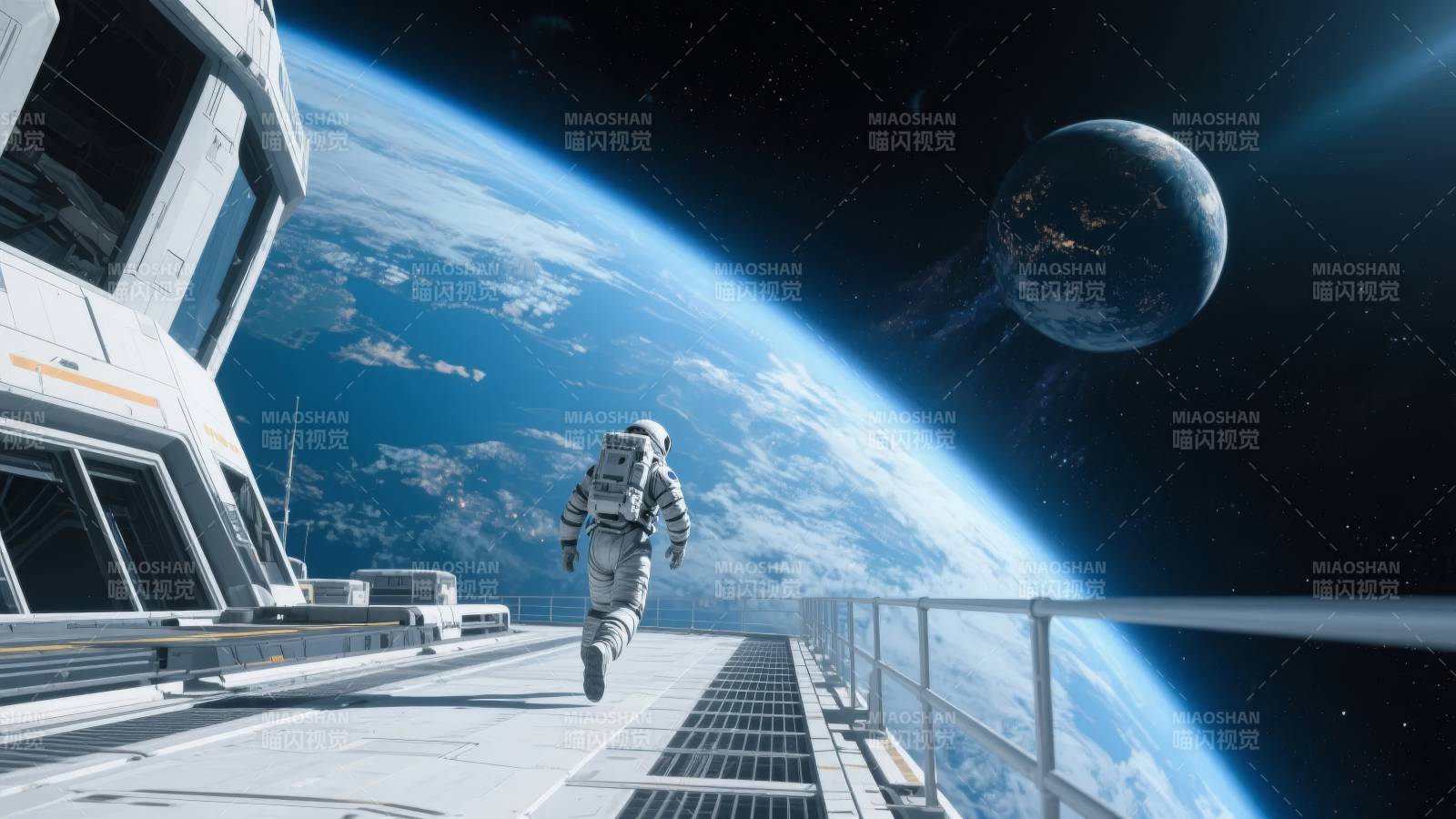 宇航员太空行走图片