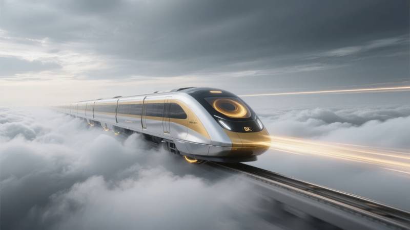 云中飞驰的高铁图片