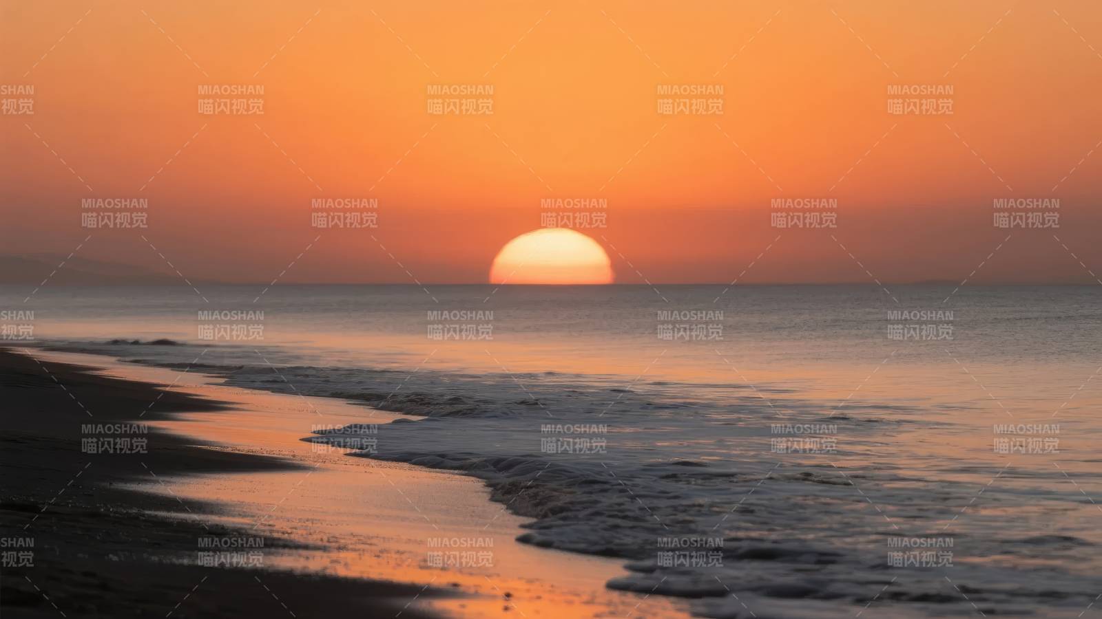 夕阳海灘美景图片