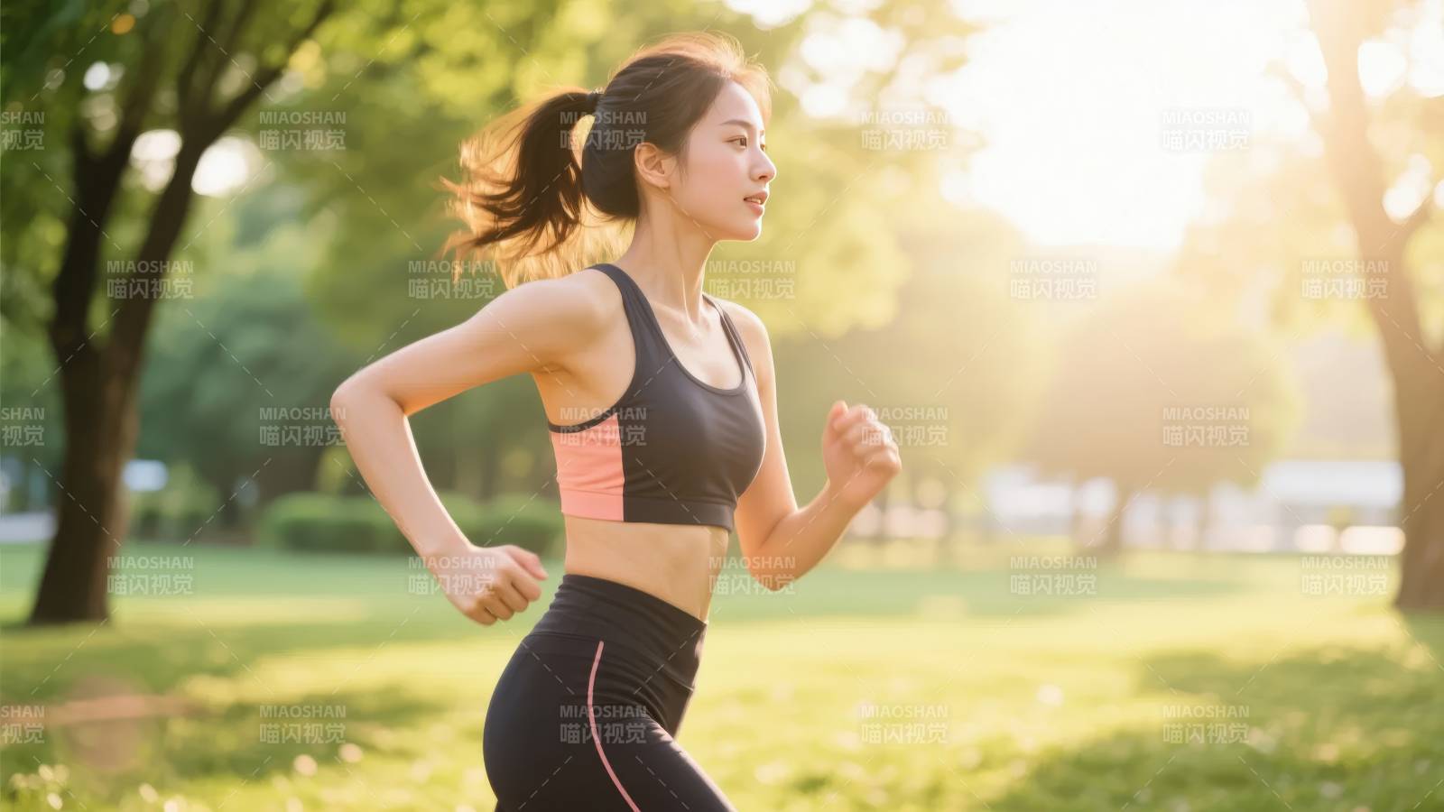 晨跑女孩 活力满满图片