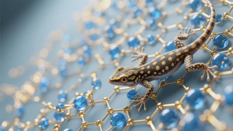 蜥蜴攀爬蓝晶网格图片