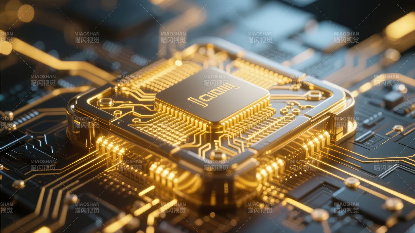 金色芯片特写图片