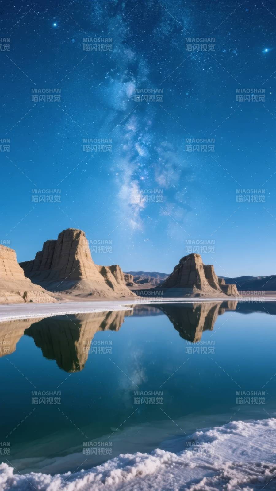 星河倒映沙漠湖图片