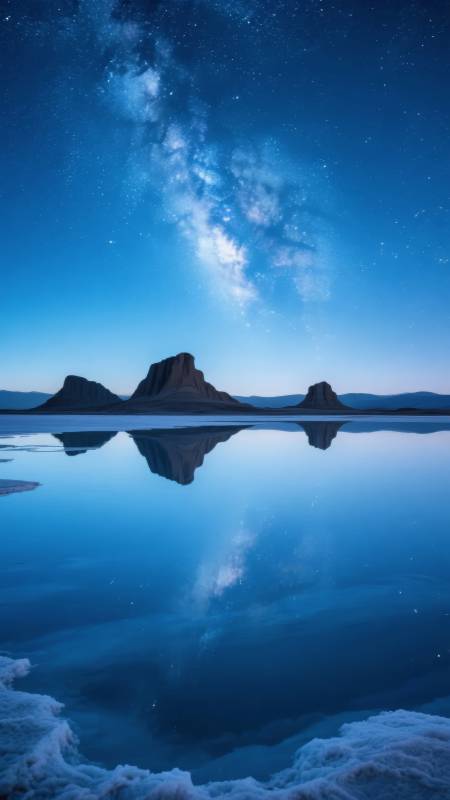 星河倒影山峦图片