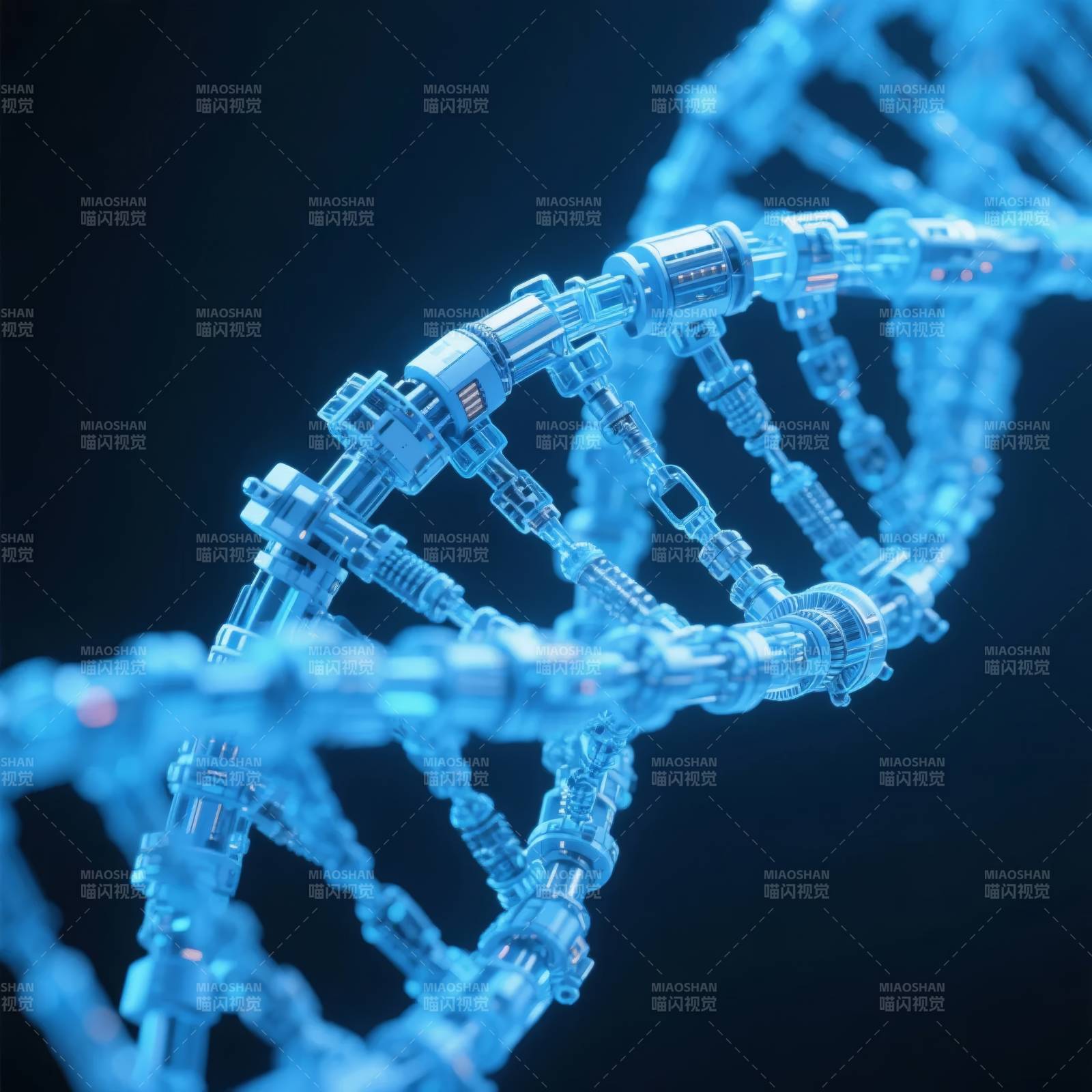 蓝色DNA双螺旋图片