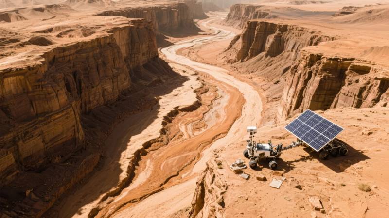 沙漠中的太阳能探测车图片
