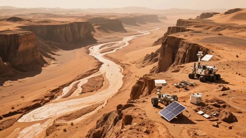 火星探测车勘测峡谷图片