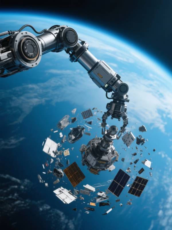 太空机械臂清理垃圾图片