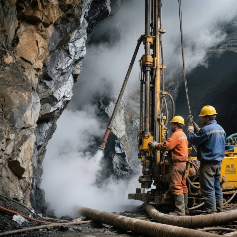 矿工钻探作业现场图片