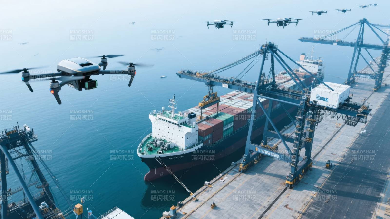 无人机巡检港口图片