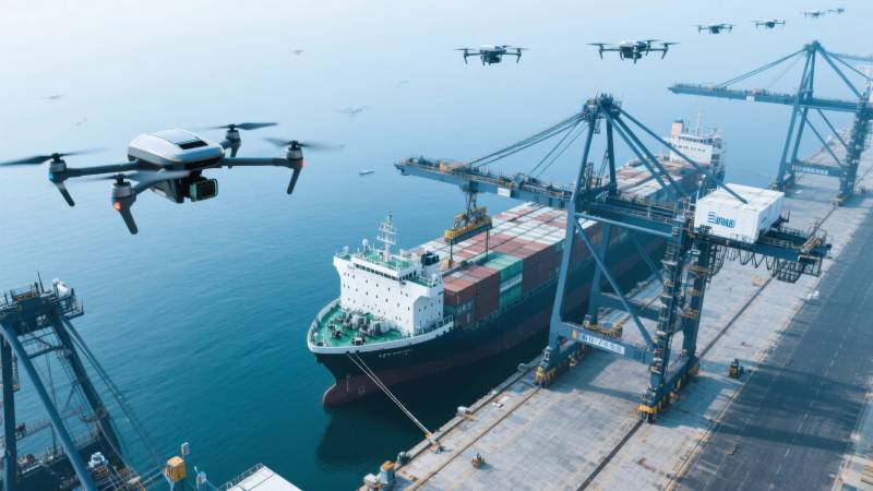 无人机巡检港口图片