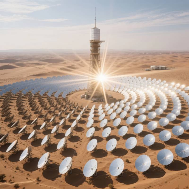 沙漠中的太阳能塔图片