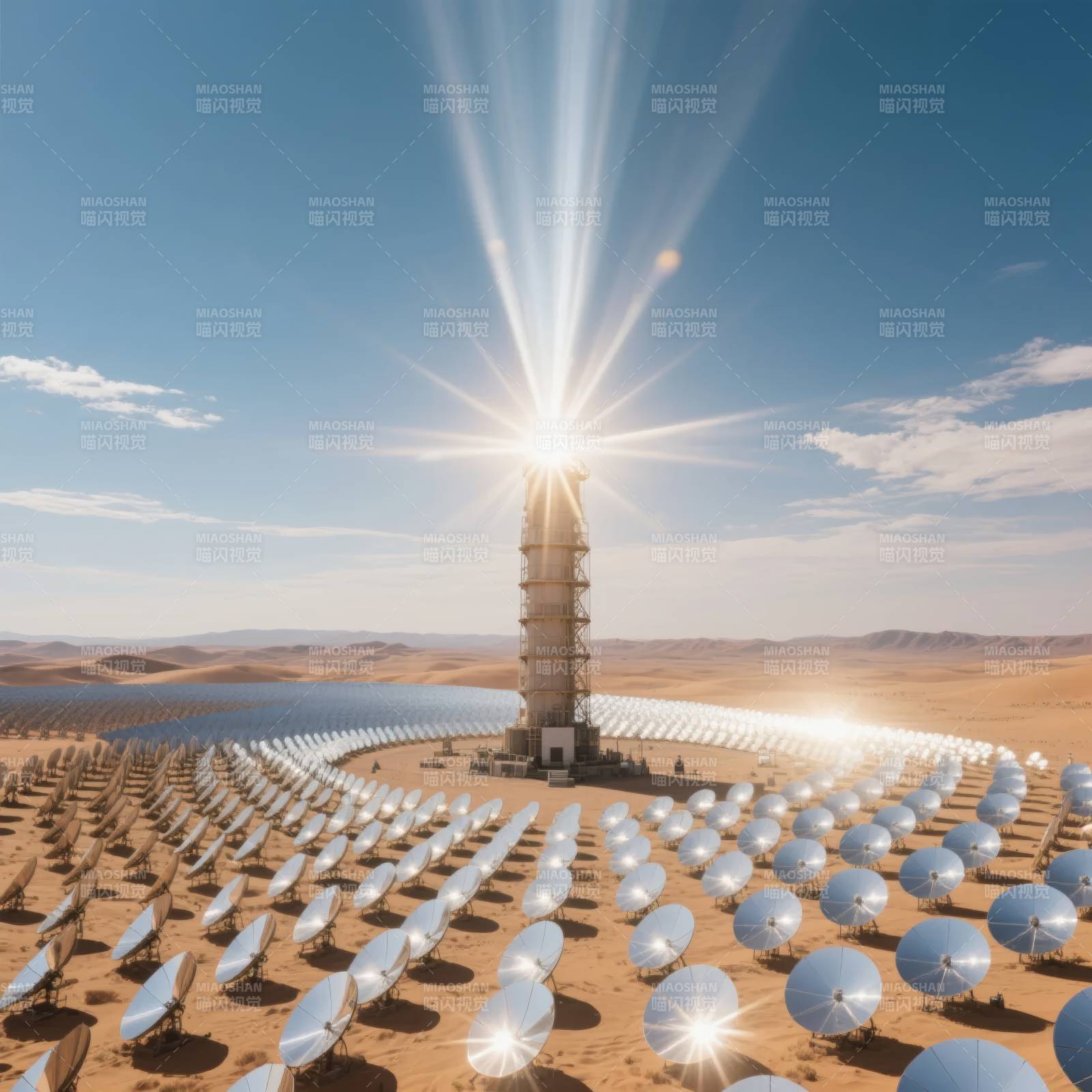 太阳能塔光芒四射图片