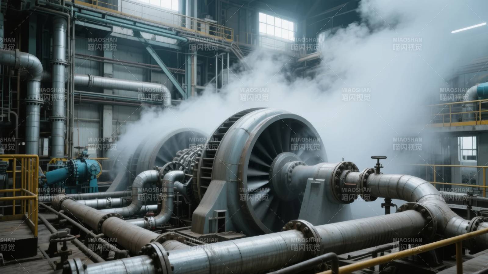 蒸汽涡轮机运转中图片