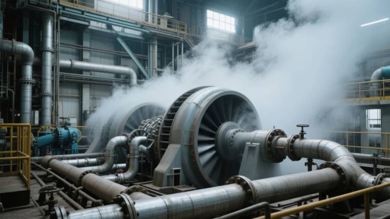 蒸汽涡轮机运转中图片