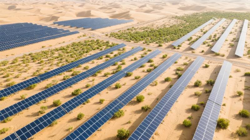 沙漠中的太阳能电站图片