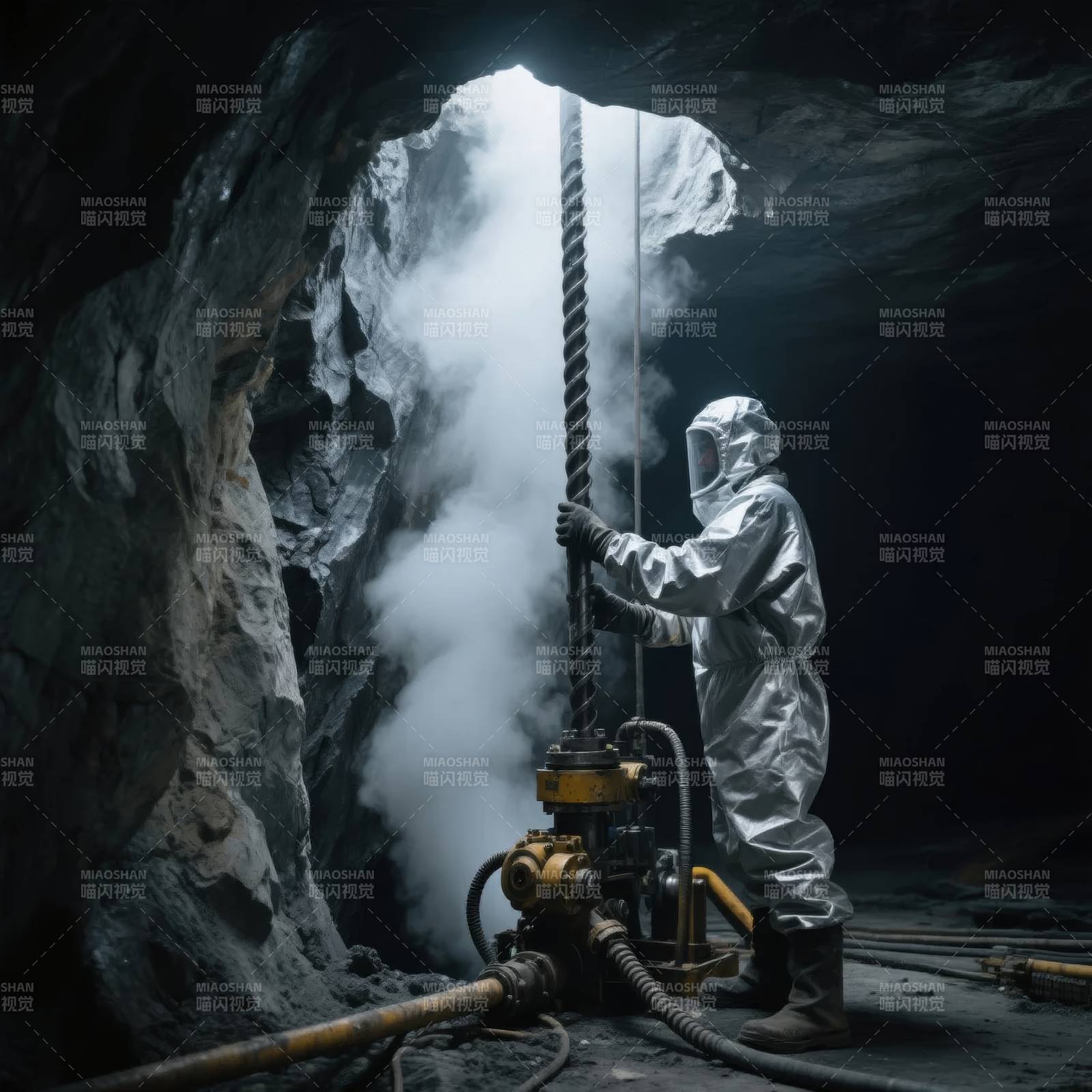 矿洞深处的作业者图片