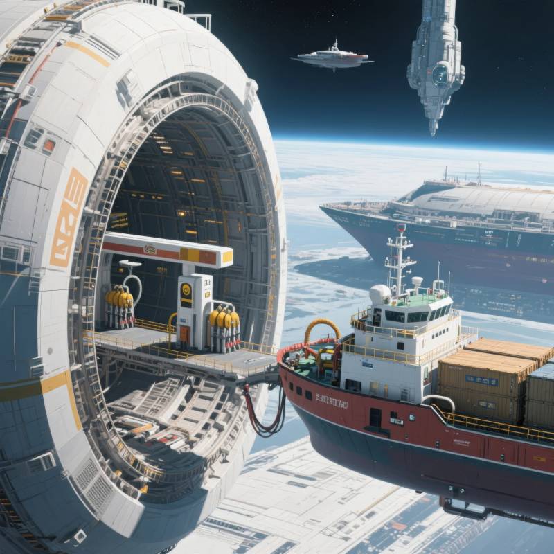 太空港口货轮停靠图片