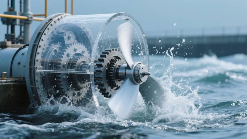 水下涡轮机运转图片