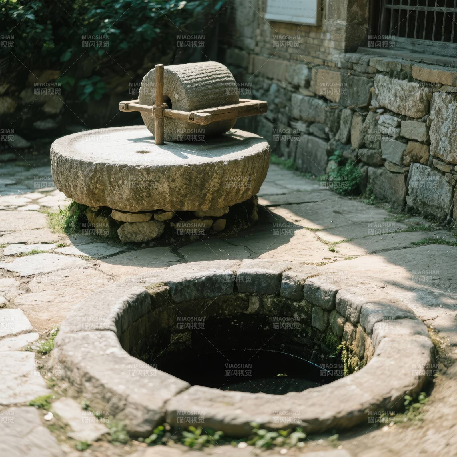 古井石磨静景图片