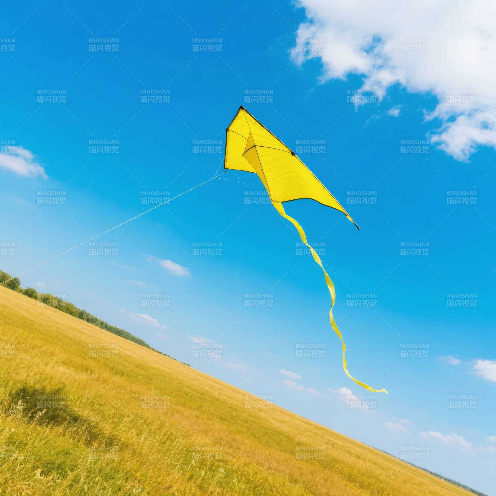 黄鸢飞天 草野晴空图片