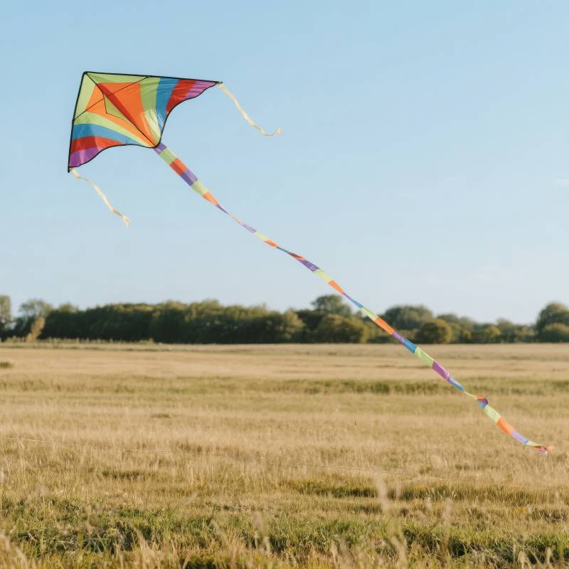 彩虹风筝飞舞田野图片