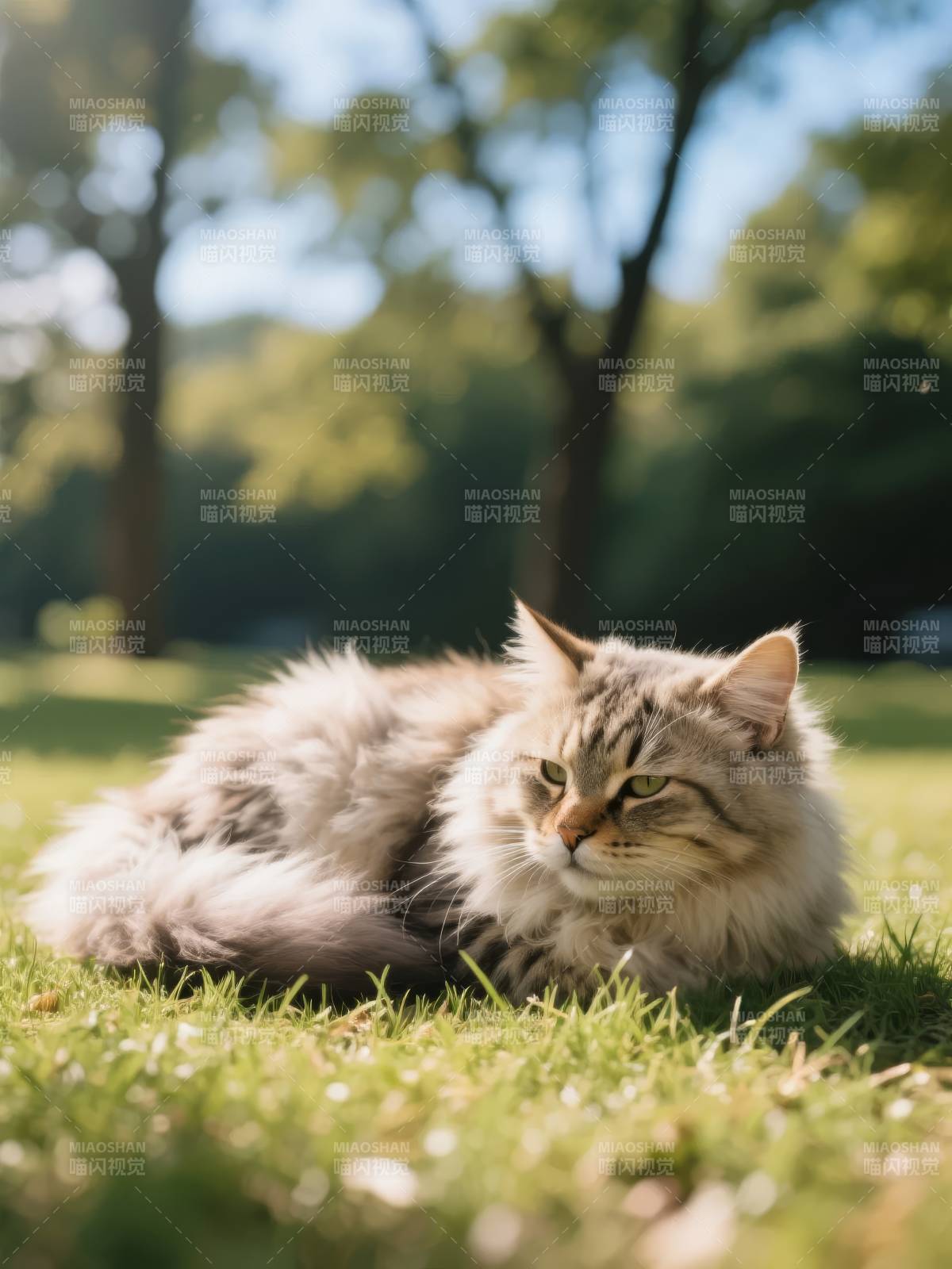 草地上慵懒的猫咪图片