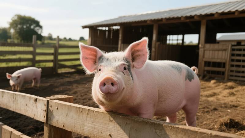 农场小猪探头望图片