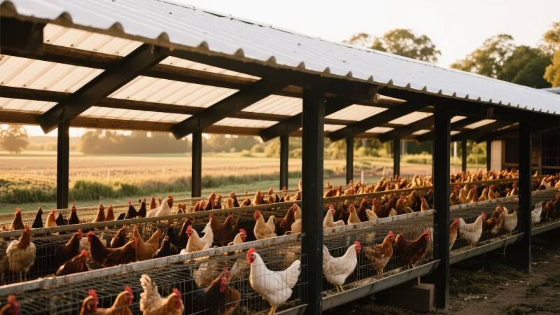 鸡舍中的鸡群图片