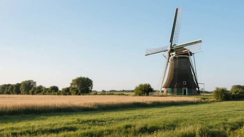 荷兰风车田园风光图片