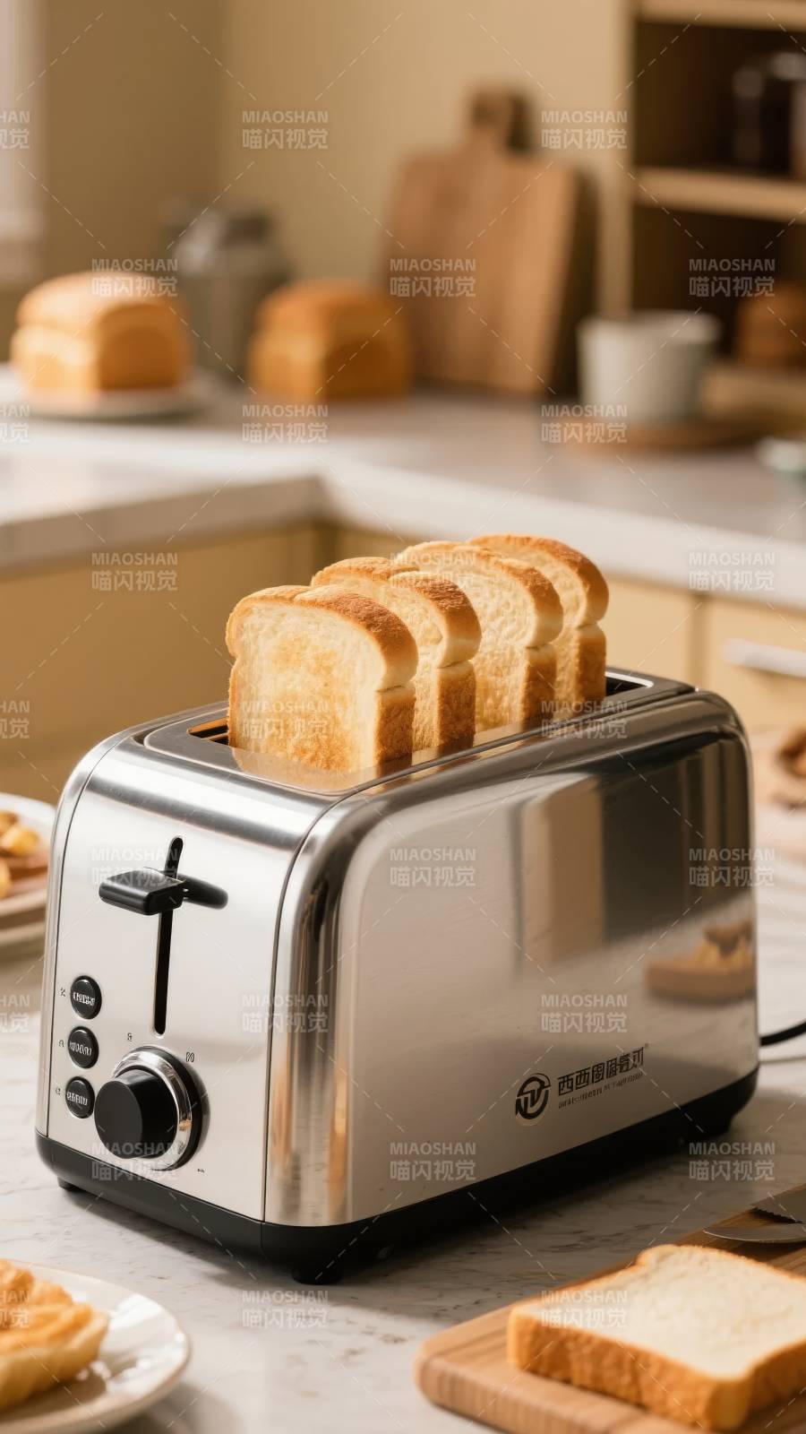 烤面包机吐司出炉图片