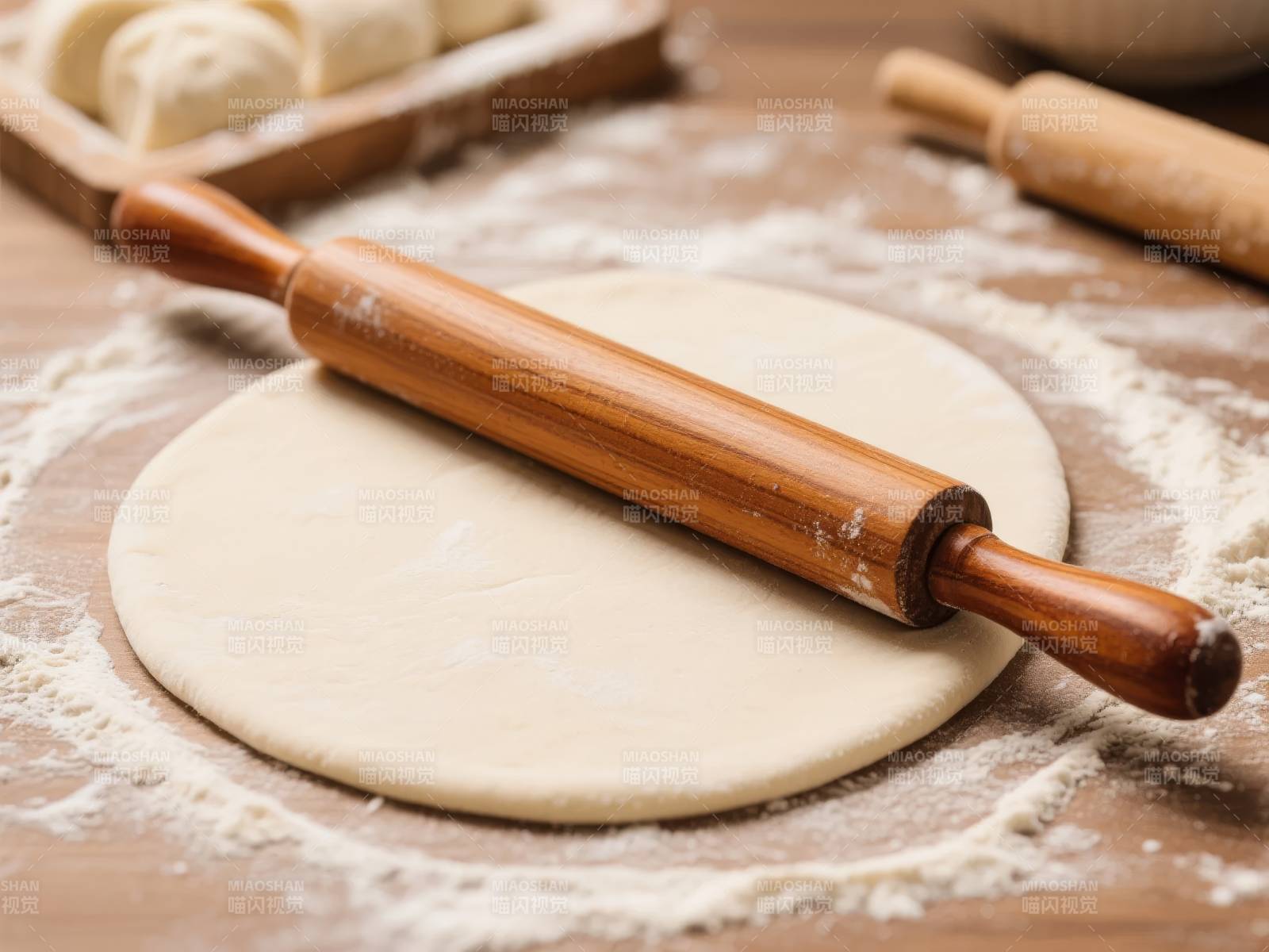 擀面杖与面团图片