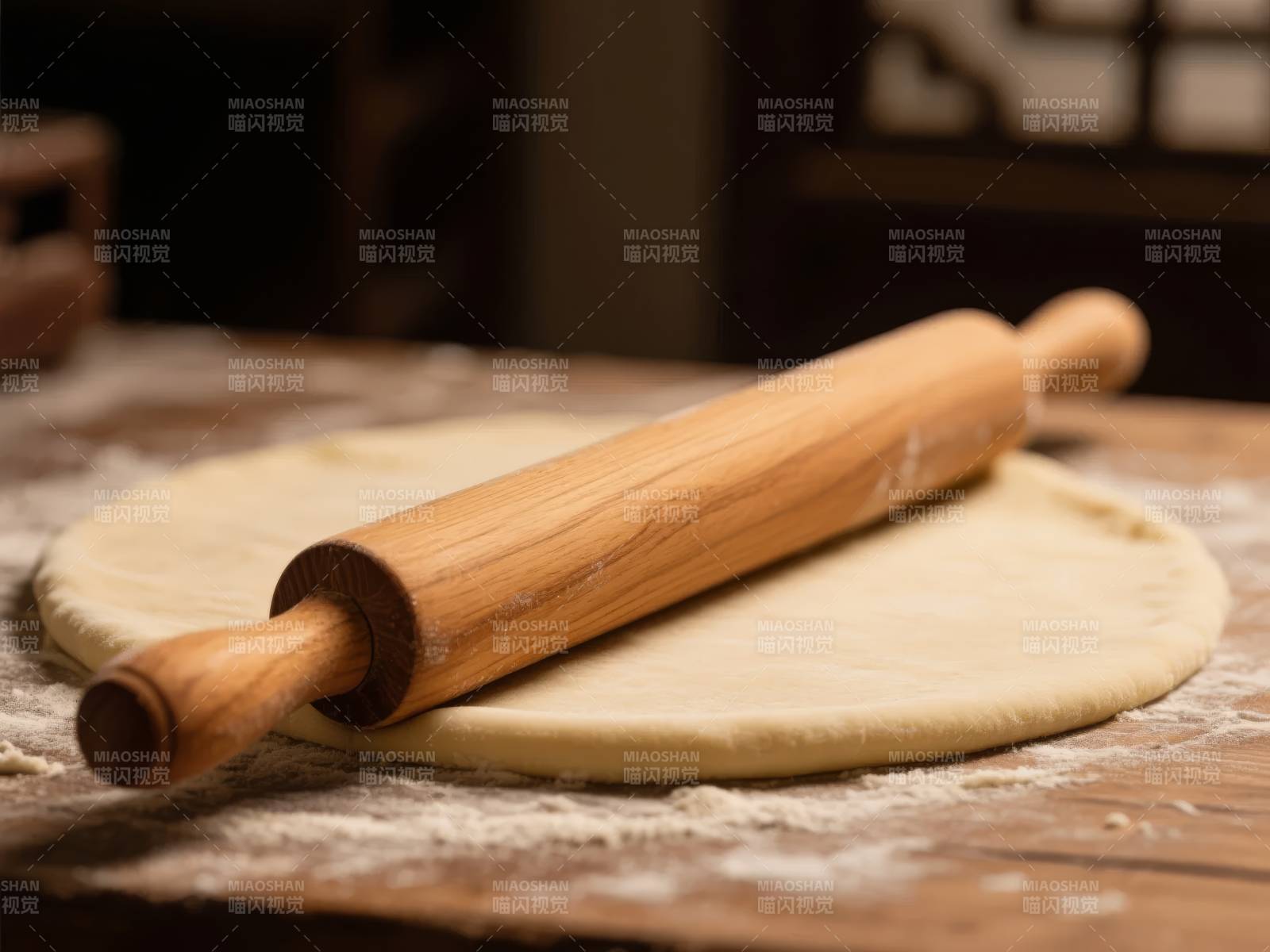 擀面杖与面团图片