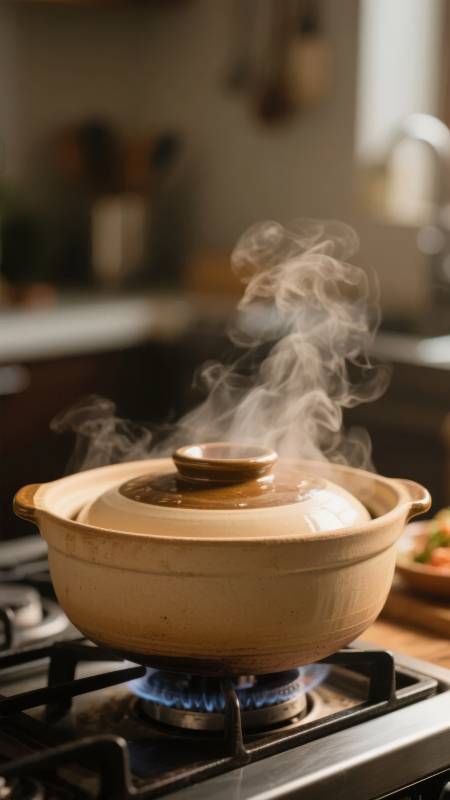 热气腾腾的砂锅图片