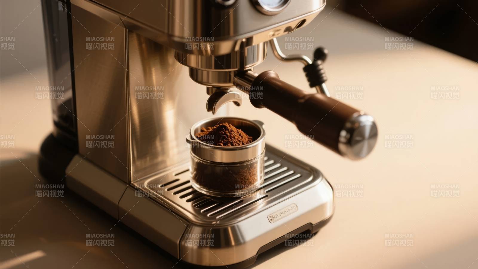 咖啡机研磨咖啡粉图片