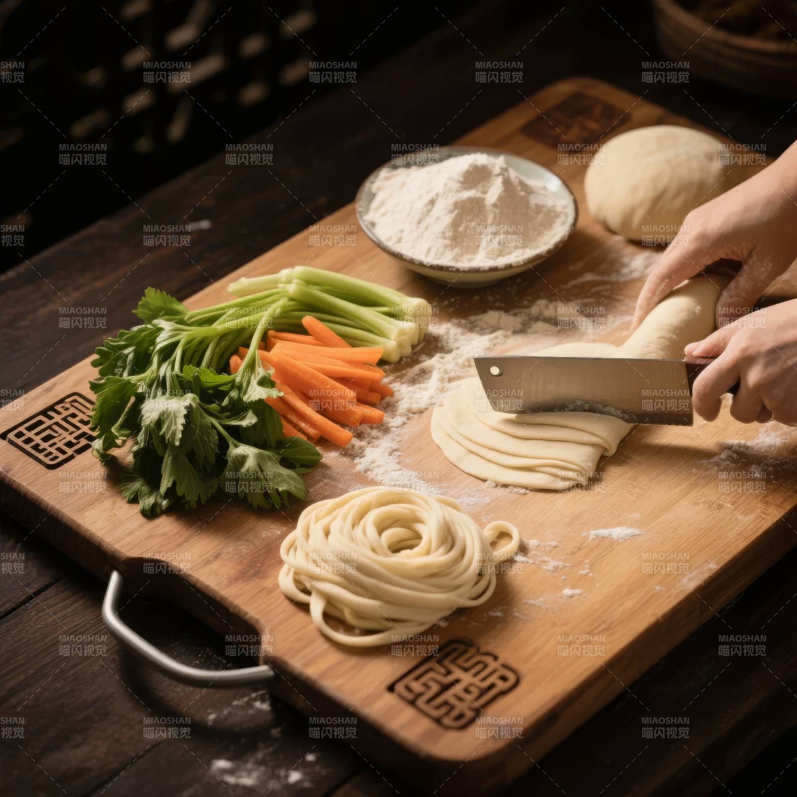 手工擀面制作中图片