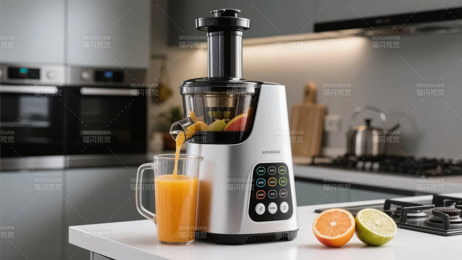 榨汁机正在出汁图片