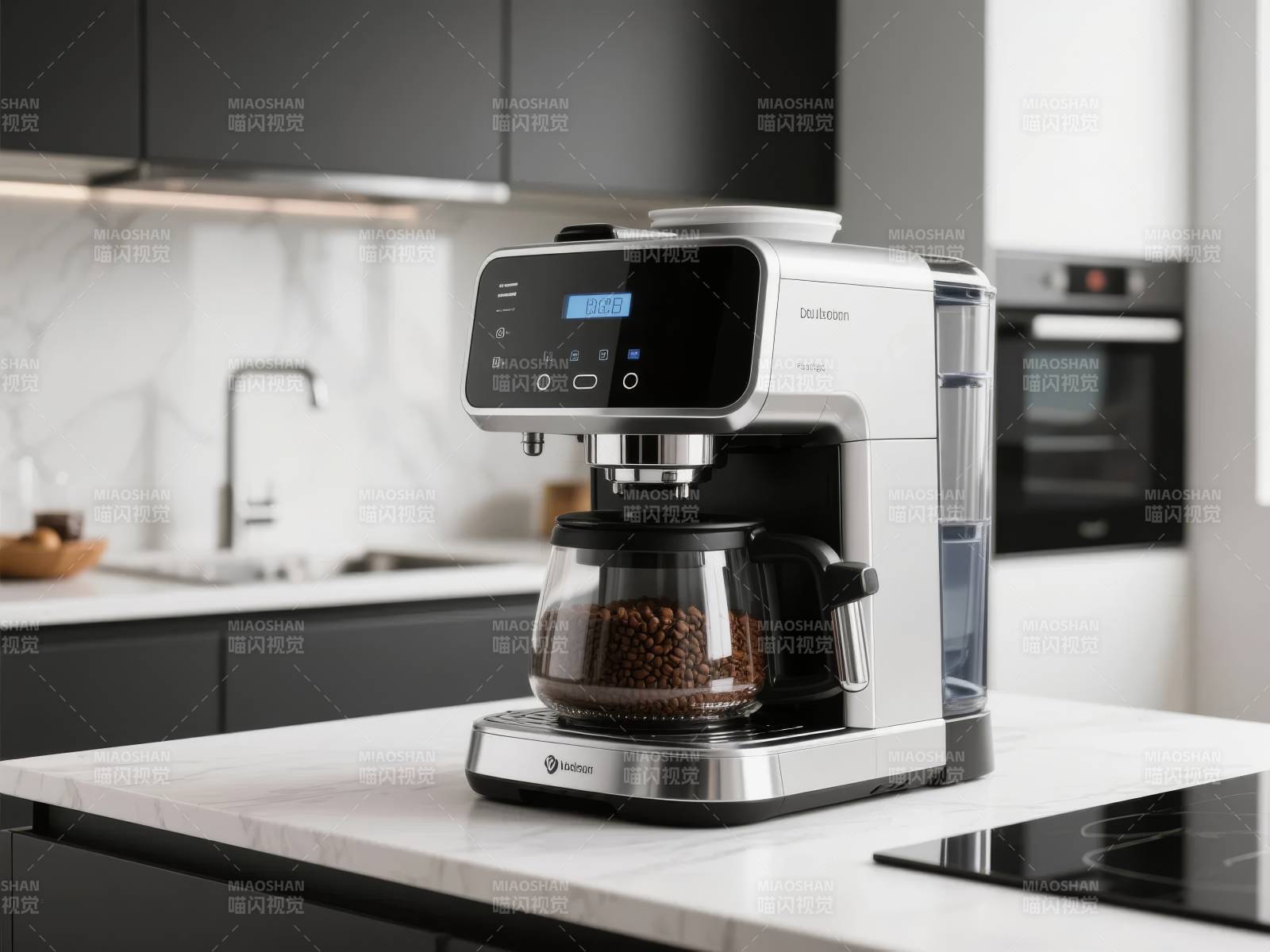 智能咖啡机厨房特写图片
