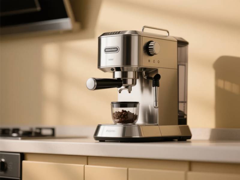 意式咖啡机特写图片